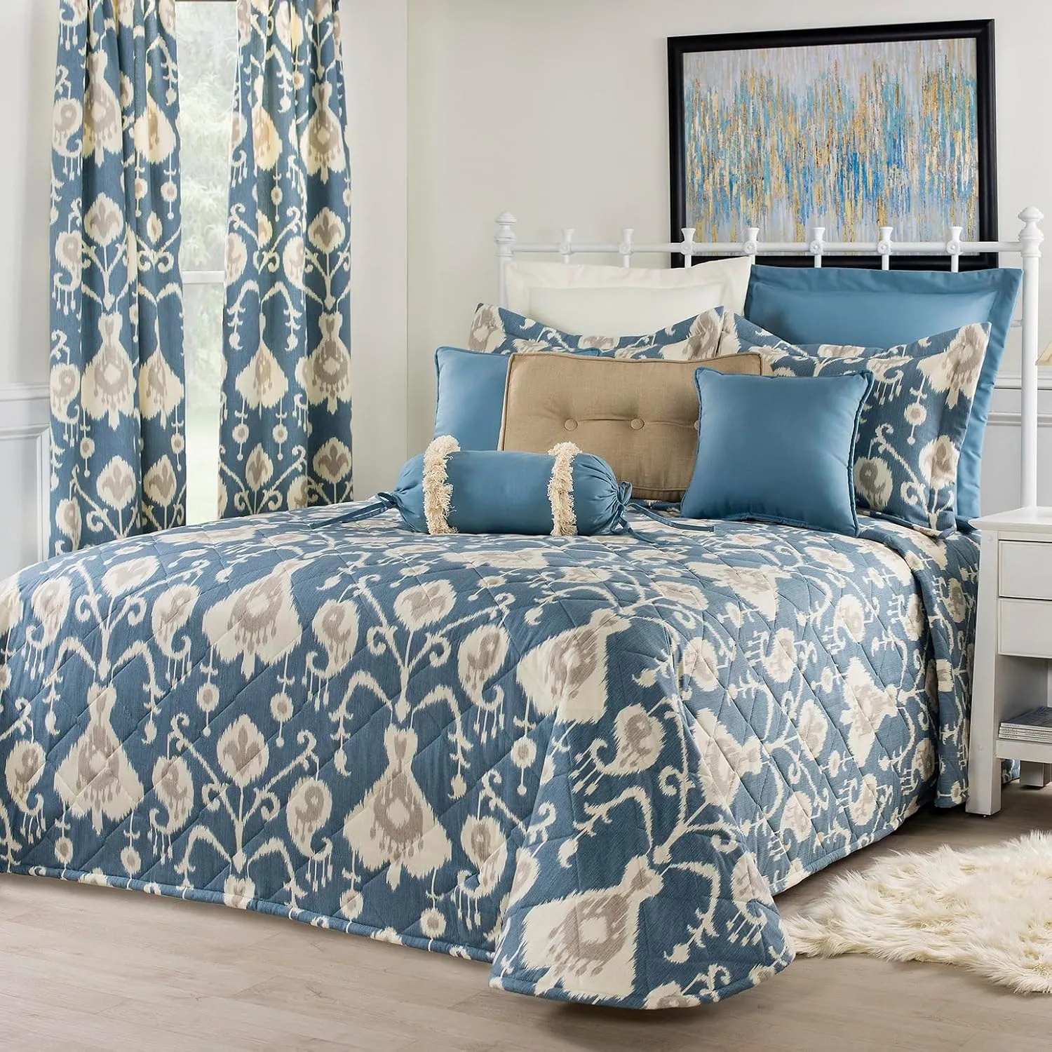 Thomasville At Home Delhi Bedspreads, Queen 118" Long x 102" Wide, Single Cotton Bedspread (1), Bedroom