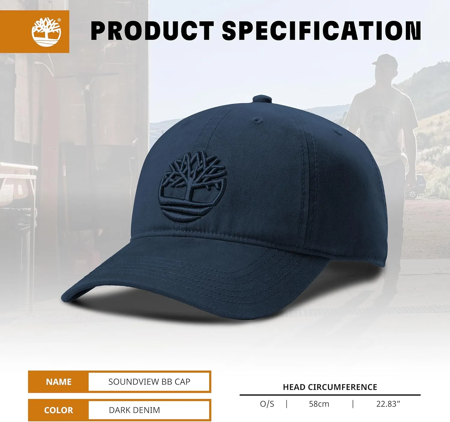 Timberland Soundview Men's Baseball Cap - Cotton Canvas, Adjustable, Lightweight & Stylish Hat for Outdoor Activities