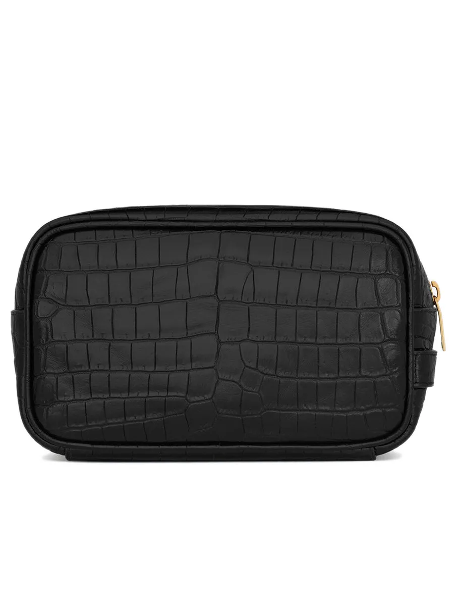 Tiny Monogram Small Grooming Case in Crocodile Embossed Matte Leather