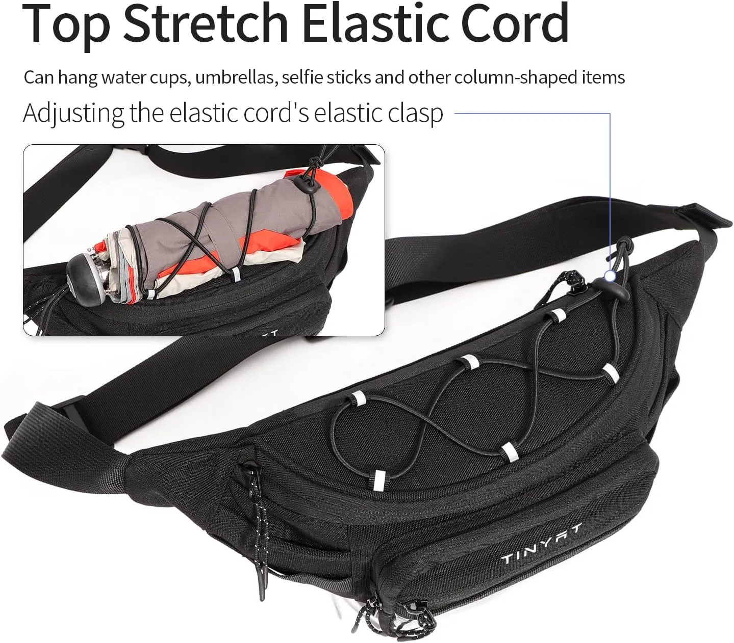 TINYAT Fanny Pack for Men Women Multifunction Waist Packs Large Crossbody Bum Bag with Zipper Waterproof Chest Bag for Hiking