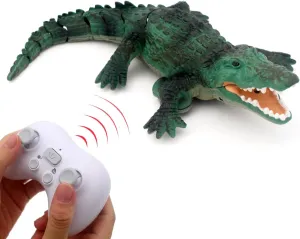 Tipmant Realistic RC Crocodile Remote Control Fish Boat Electric Animal Water Toy for Swimming Pool Lake Kids Birthday (Green)