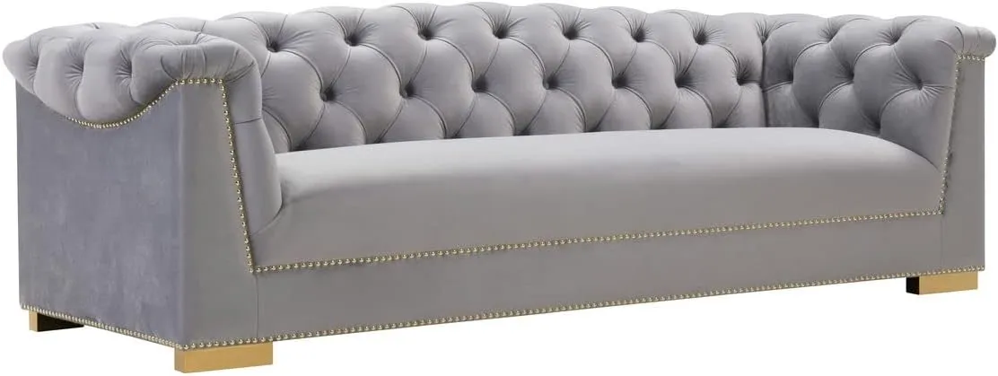 TOV Furniture Farah Grey Velvet Sofa