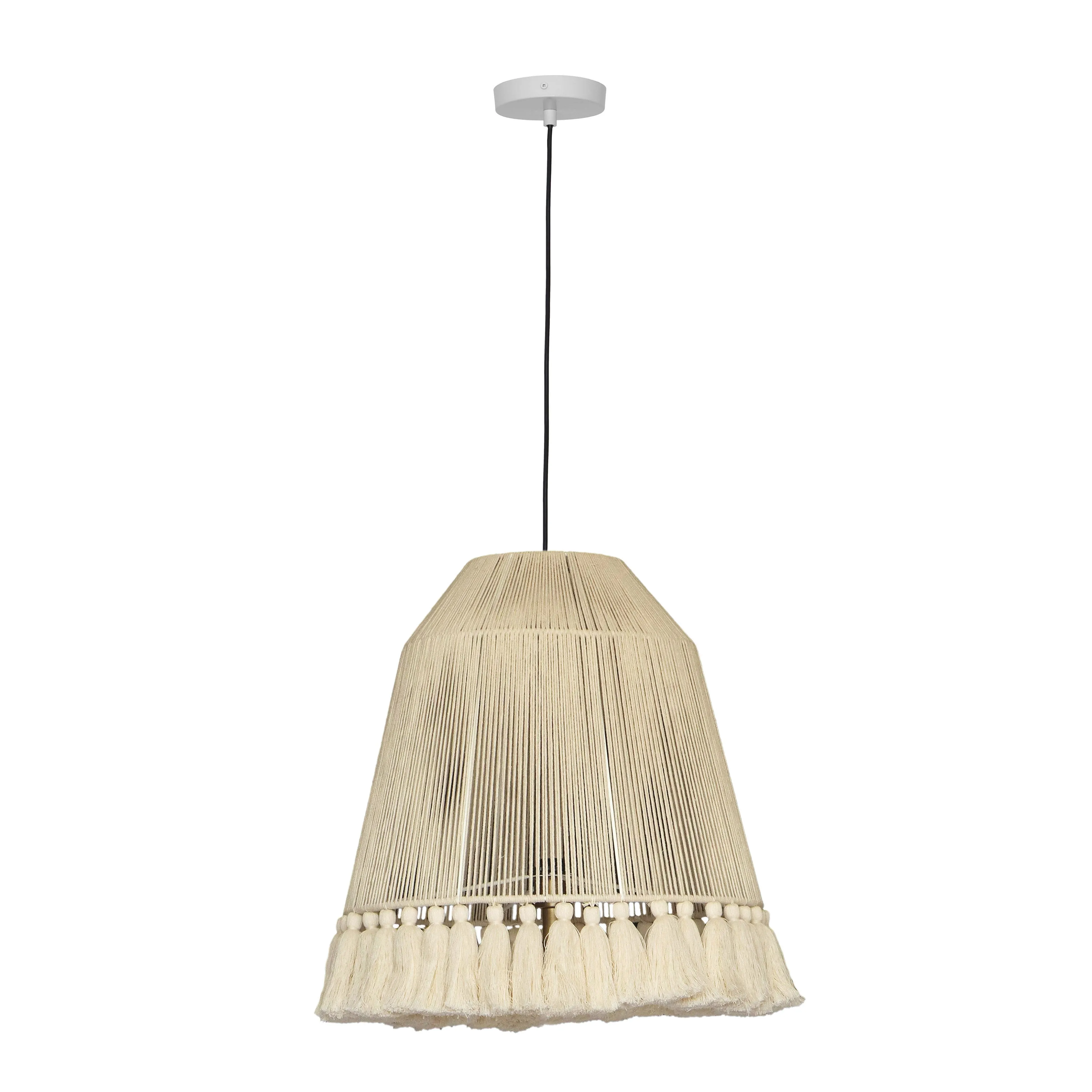 Tov Helen White Cotton Tasseled Pendant Lamp