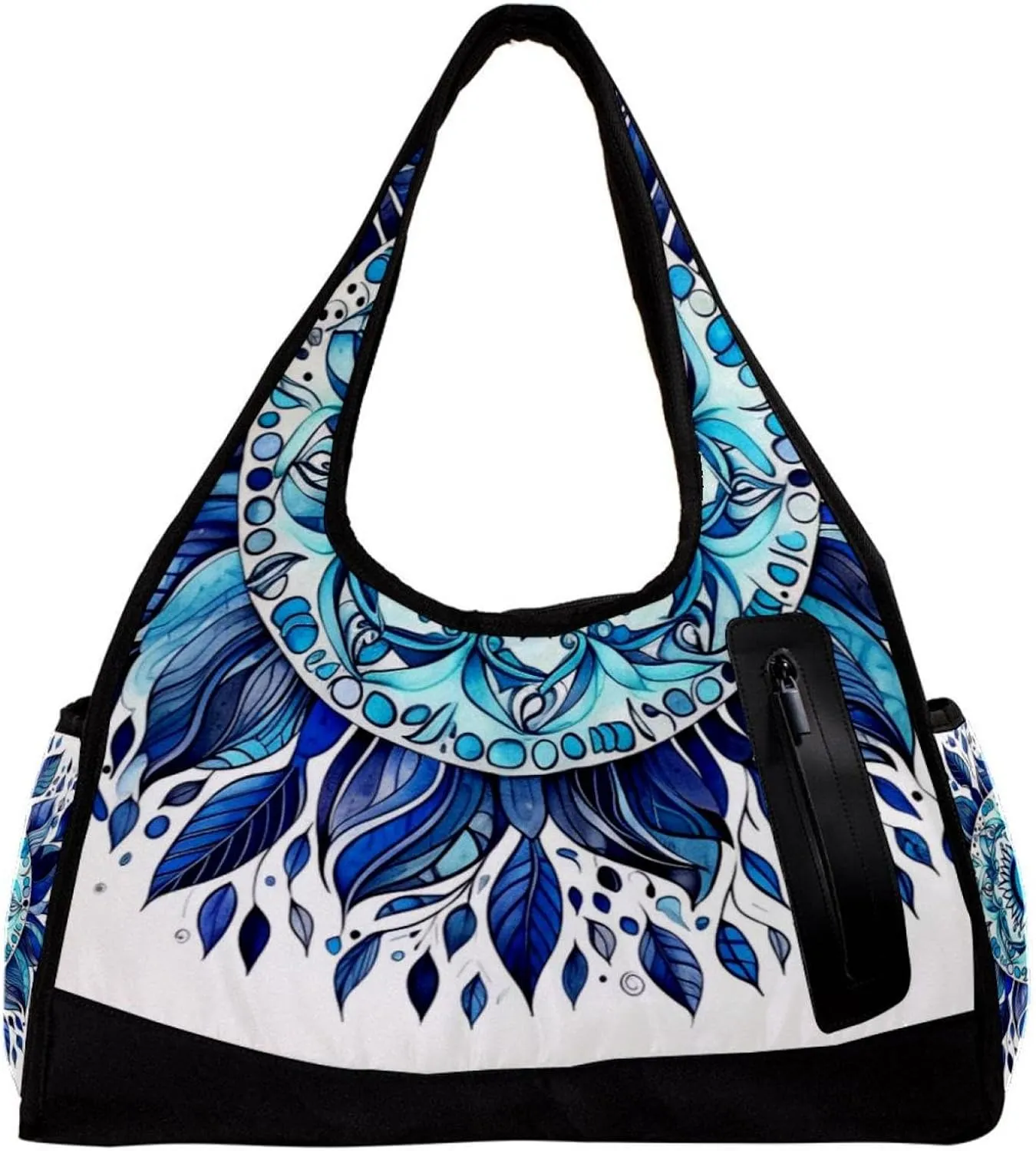 Travel Bag,Mens Gym Bag,Womens Gym Bag,Bohemian Ethnic Mandala Leaves,Sports Bag