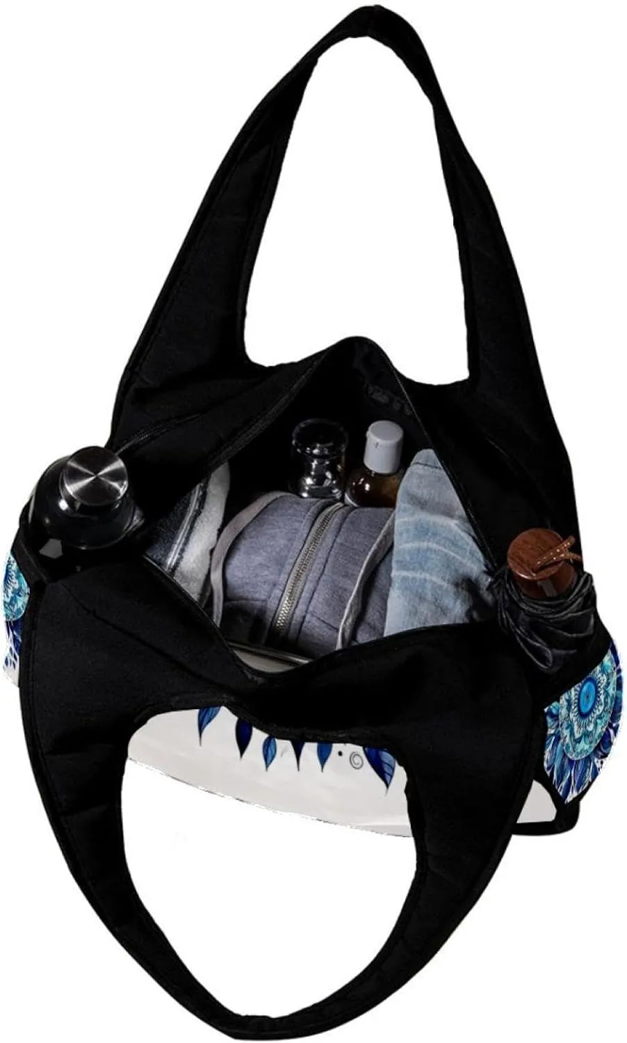 Travel Bag,Mens Gym Bag,Womens Gym Bag,Bohemian Ethnic Mandala Leaves,Sports Bag