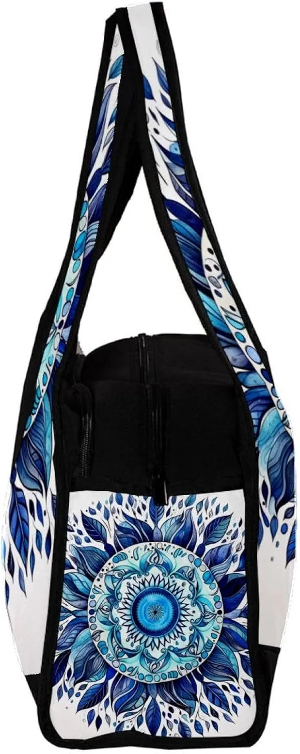 Travel Bag,Mens Gym Bag,Womens Gym Bag,Bohemian Ethnic Mandala Leaves,Sports Bag