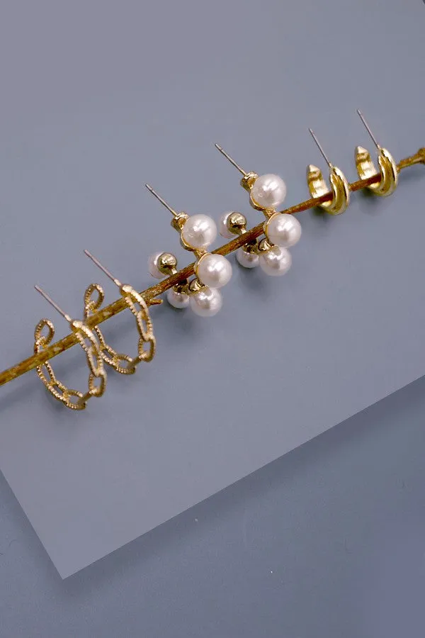 Trio Pearl Earrings