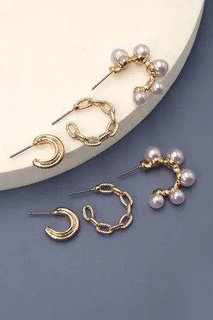 Trio Pearl Earrings