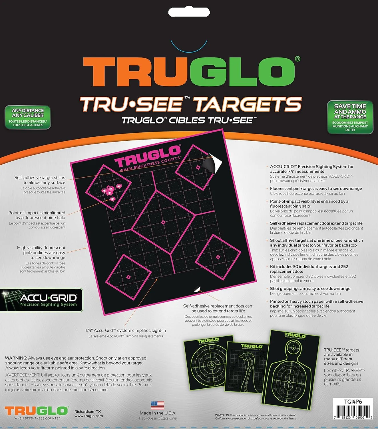TRUGLO 12X12 Tru-See 5-Diamond Bright Fluorescent Self-Adhesive High-Visible Reactive Splatter Targets, Available in 6, 12, 25 or 50-Pack Options