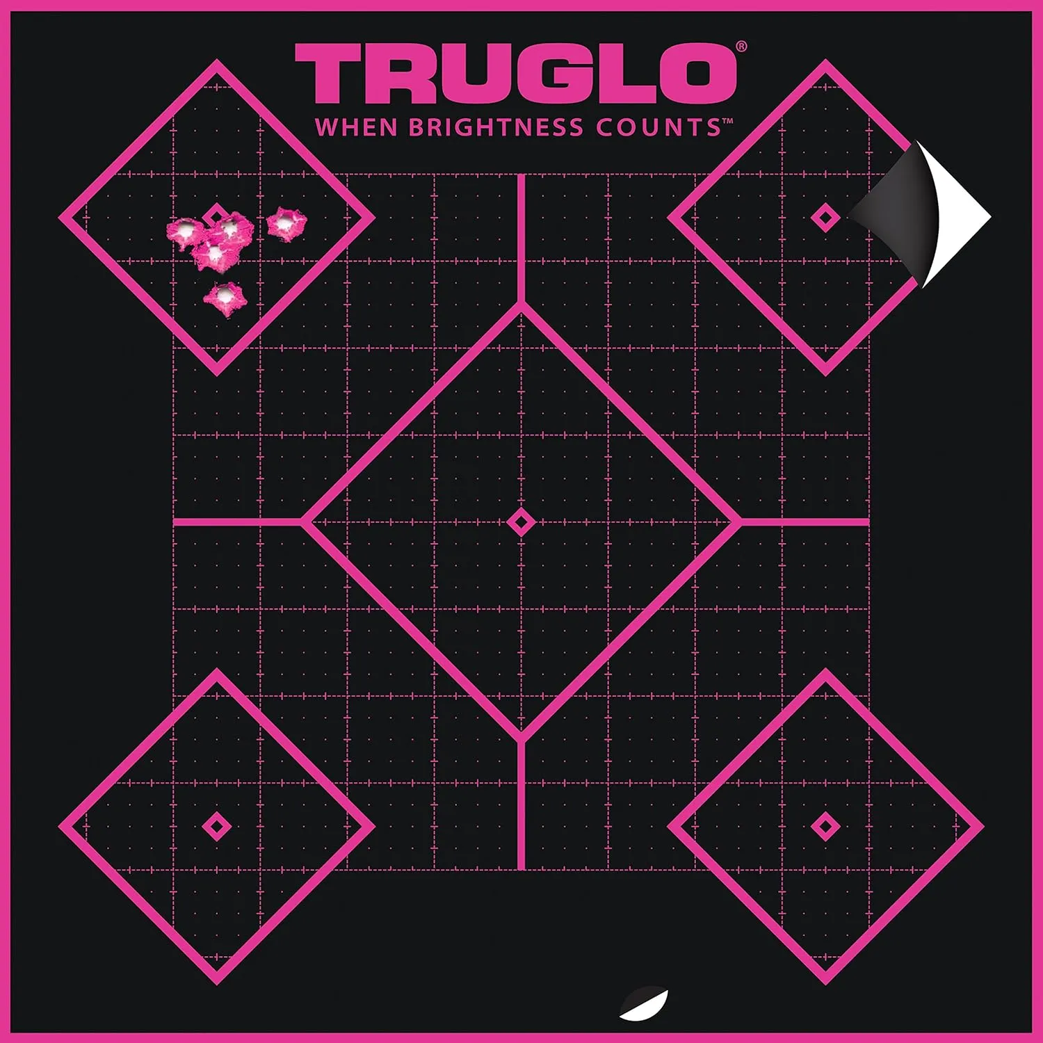 TRUGLO 12X12 Tru-See 5-Diamond Bright Fluorescent Self-Adhesive High-Visible Reactive Splatter Targets, Available in 6, 12, 25 or 50-Pack Options