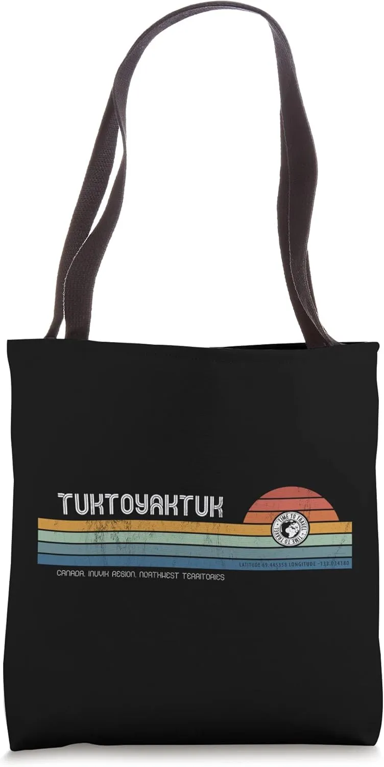 Tuktoyaktuk Northwest Territories Vintage Retro Synth Stripe Tote Bag