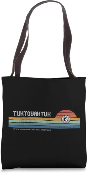 Tuktoyaktuk Northwest Territories Vintage Retro Synth Stripe Tote Bag