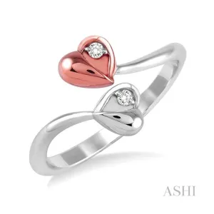 Twin Heart Shape 2 Stone Diamond Fashion Open Ring