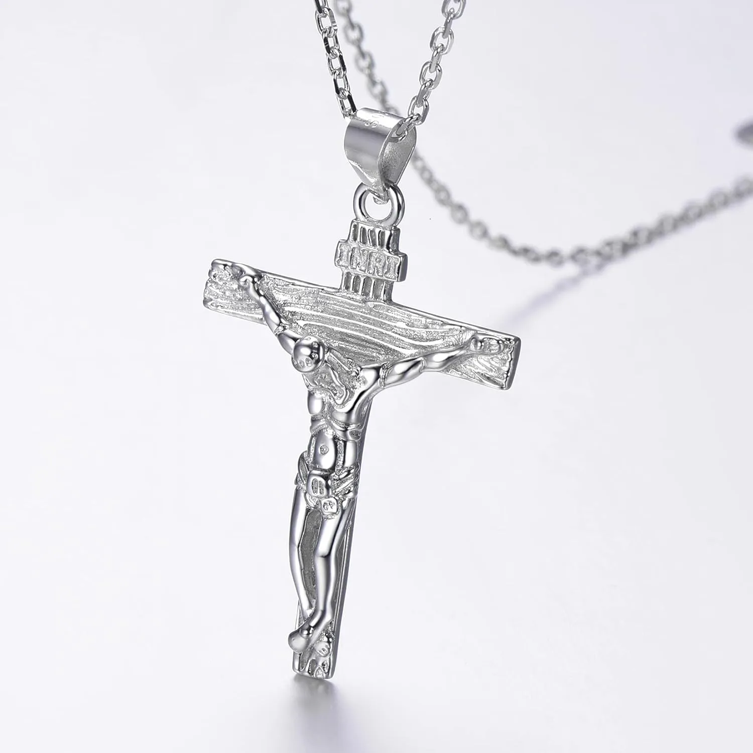 U7 Men Crucifix Cross Pendant with Chain Baptism Christian Jewelry Stainless Steel/18K Gold Antique Jesus Necklace, Gift Packed,Length 22"