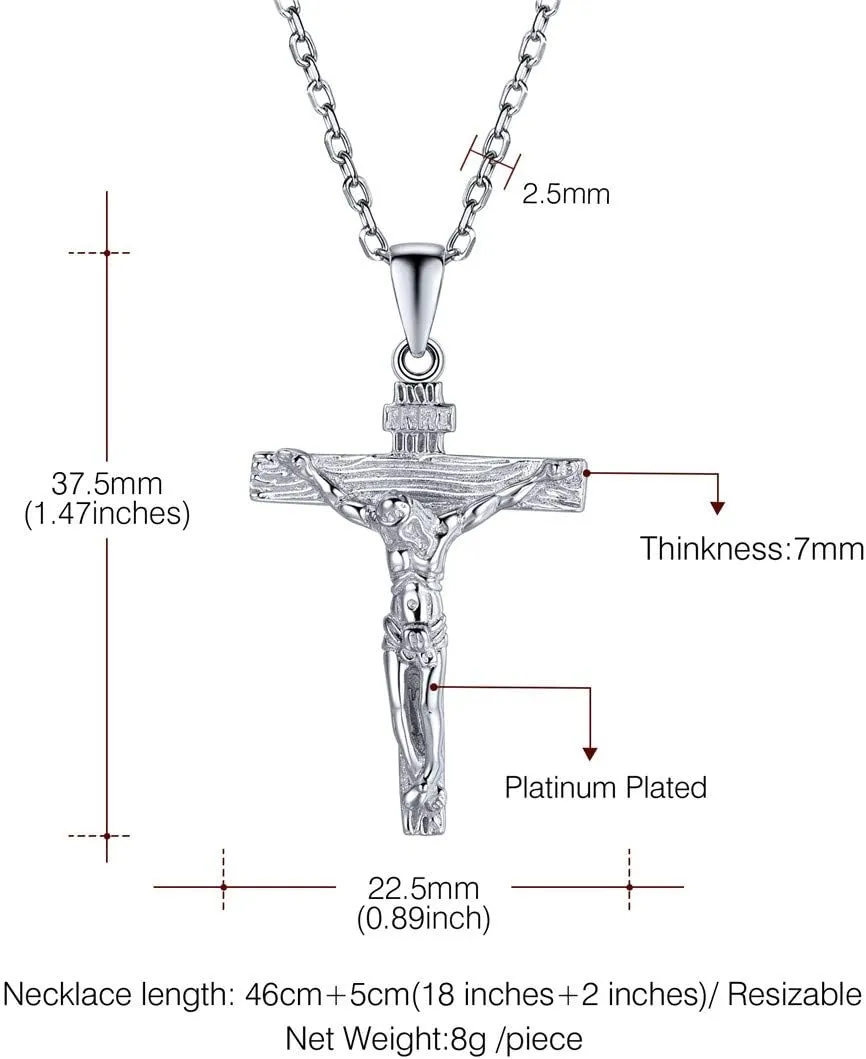 U7 Men Crucifix Cross Pendant with Chain Baptism Christian Jewelry Stainless Steel/18K Gold Antique Jesus Necklace, Gift Packed,Length 22"