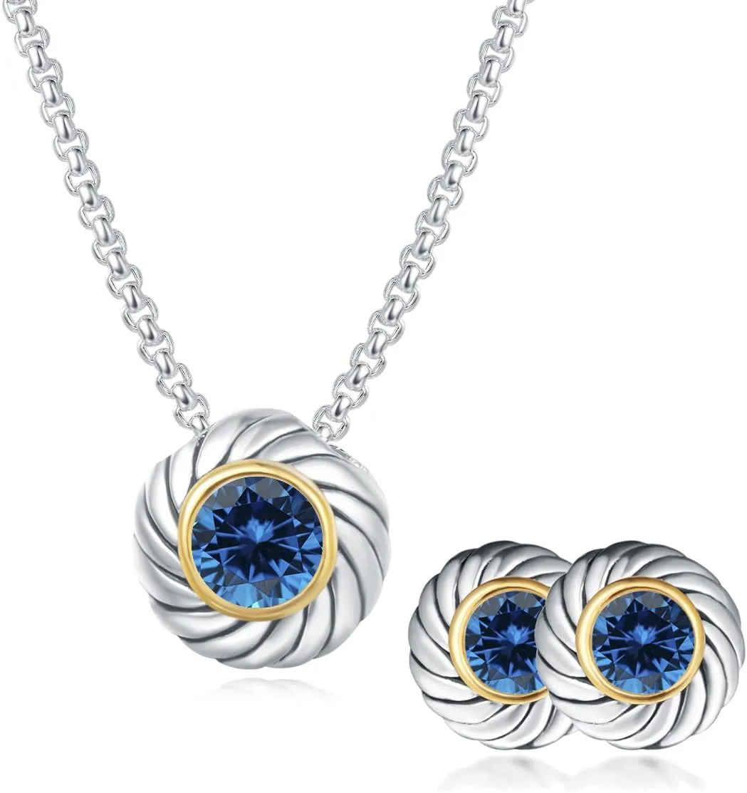 UNY Unique Fahsion Jewelry Sets Designer Inspired CZ Inlaid 2 Tone Womens Valentine's