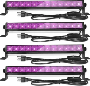Upgraded 4 Pack 40W LED Black Light Bar,Blacklight with Plug Switch 6.5ft Cord,Black Lights Party Supplies for Halloween Glow Fluorescent Party Bedroom Game Room Body Paint Stage Lighting