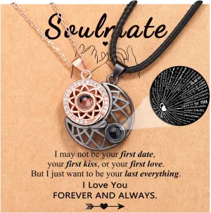 UPROMI Couple Necklace for Boyfriend/Girlfriend/Husband/Man/Soulmate, Anniversary Christmas Birthday Wedding Gifts for Him Her