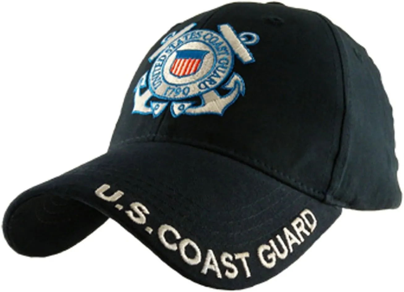U.S. Coast Guard Logo with Text Cap,Navy Blue,One Size Fits Most