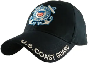 U.S. Coast Guard Logo with Text Cap,Navy Blue,One Size Fits Most