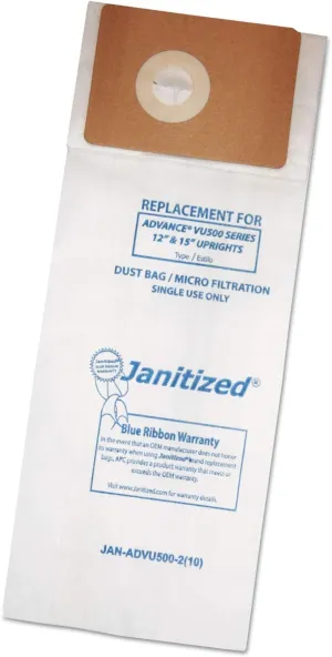 Vacuum Filter Bags Designed to Fit Advance VU500/Triple S Triumph 10/PK, 10PK/CT