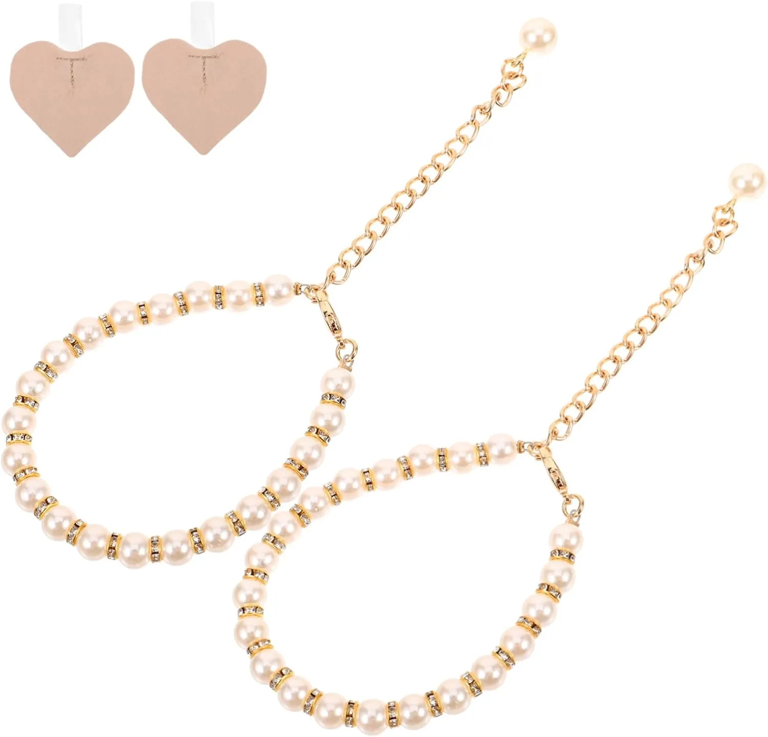 VALICLUD 2pcs Pearl Chain High Heels Women Ankle Strap Shoe Straps Ankle Strap for Women Shoes Boot Straps Women Shoe Strap Shoe Laces Heel Straps for High Heels Footwear Buckle Metal White