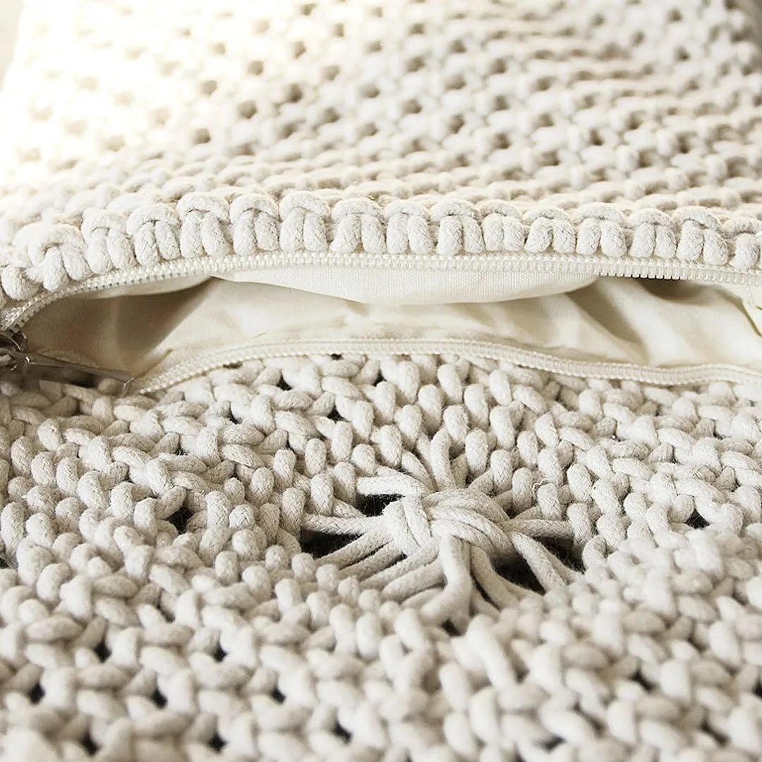 Van Caro Handwoven Cotton Straw Shoulder Bag Crochet Tassel Beach Bohemian Purse for Women