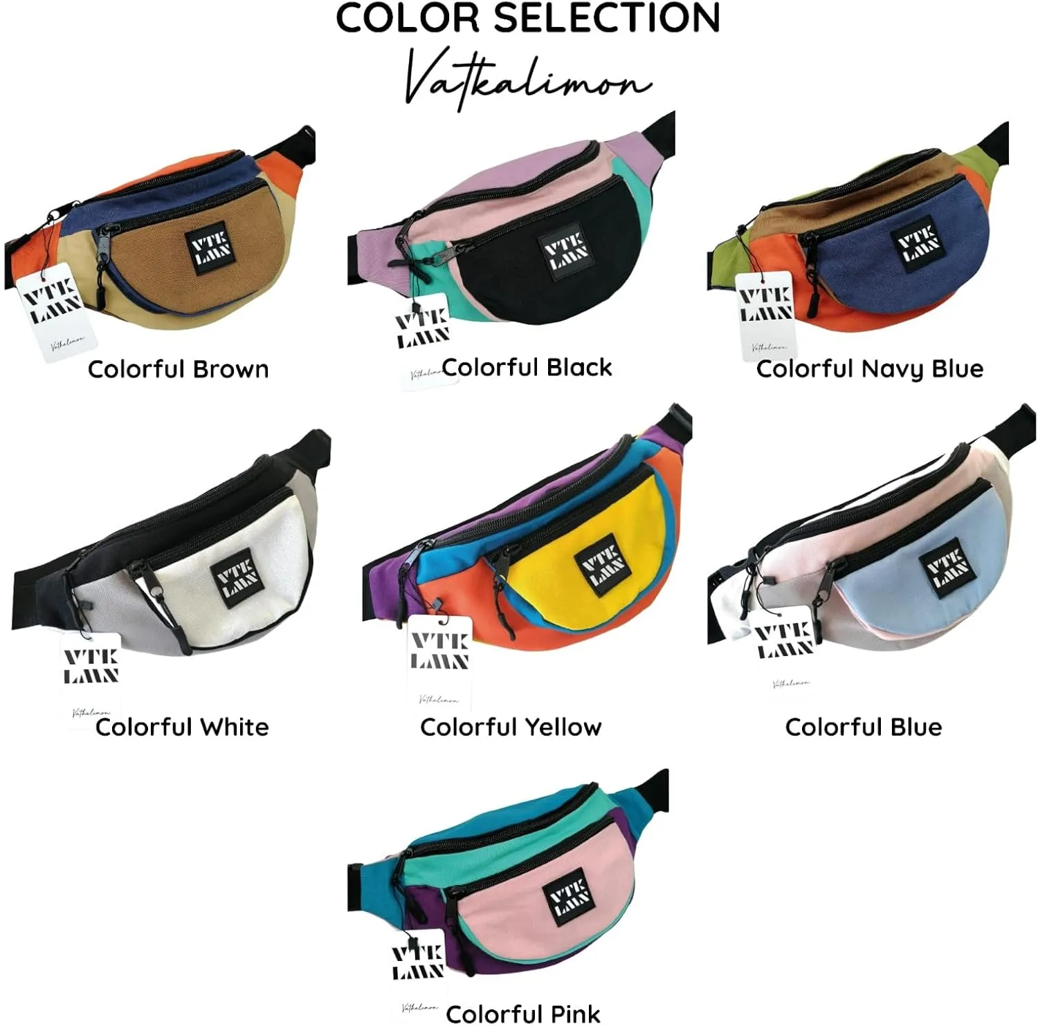 Vatkalimon Unisex Crossbody Bag - Waterproof Belt Bag - Small Crossbody Bag with Adjustable Strap - Gym Bag, Sling Bag, Travel Essentials, Stylish Bum Bag for Hiking, Running & Daily Use