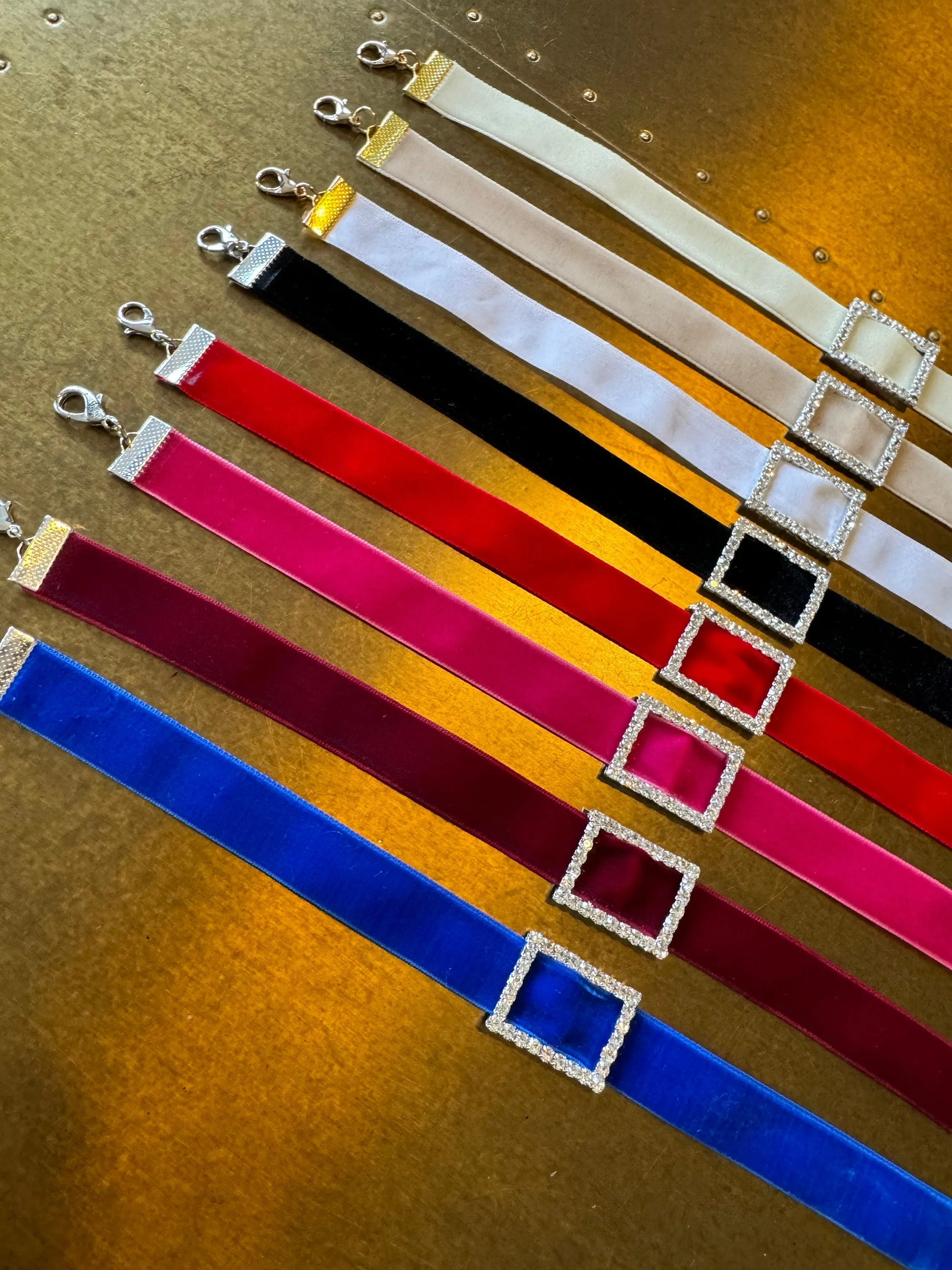 Velvet Black Choker, Black Choker Necklace, Rhinestone Buckle Vevlet choker, Wine, Royal Blue, White, Red, 8 Colours, Classic Choker