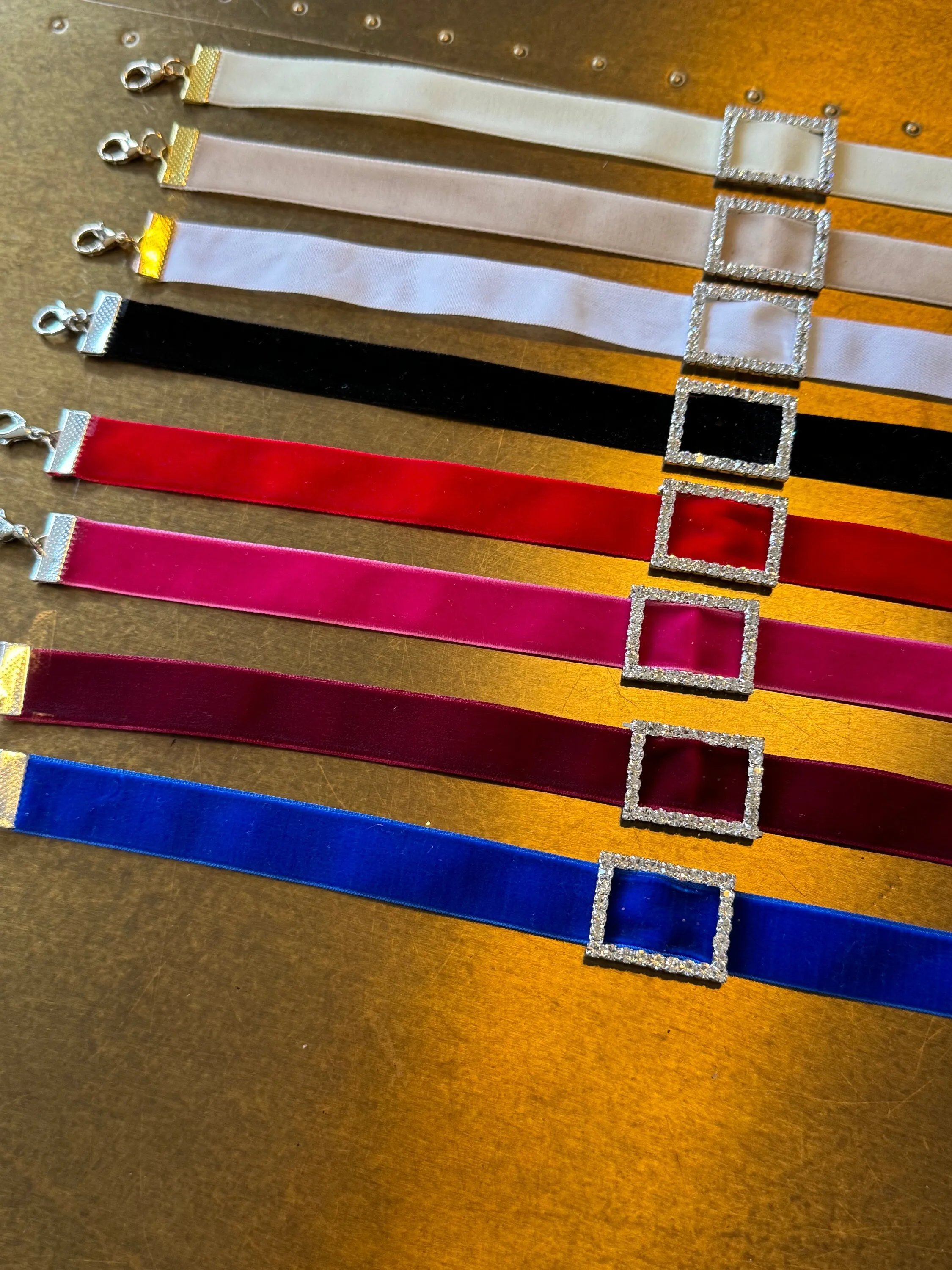 Velvet Black Choker, Black Choker Necklace, Rhinestone Buckle Vevlet choker, Wine, Royal Blue, White, Red, 8 Colours, Classic Choker