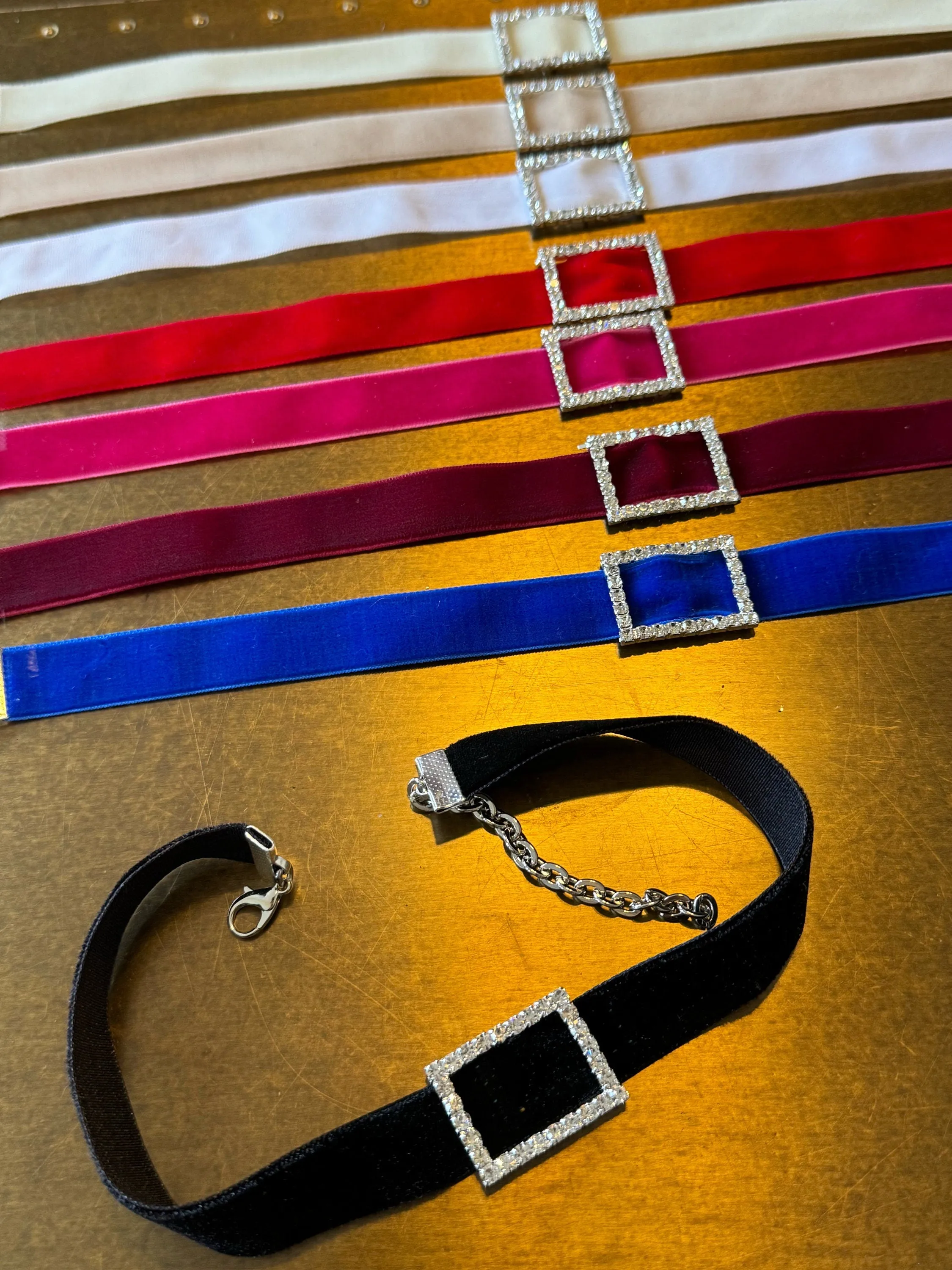 Velvet Black Choker, Black Choker Necklace, Rhinestone Buckle Vevlet choker, Wine, Royal Blue, White, Red, 8 Colours, Classic Choker