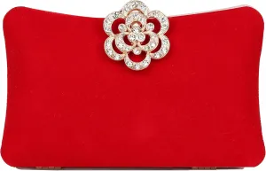 Velvet Evening Bags For Women With Flower Closure Rhinestone Crystal Embellished Clutch Purse For Party Wedding
