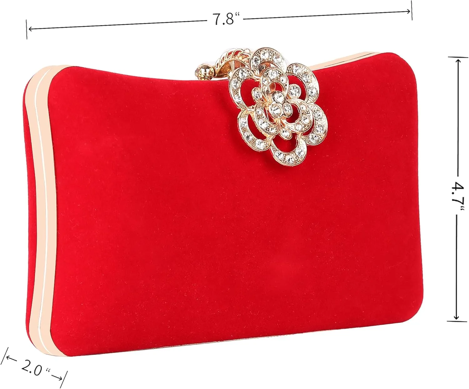 Velvet Evening Bags For Women With Flower Closure Rhinestone Crystal Embellished Clutch Purse For Party Wedding
