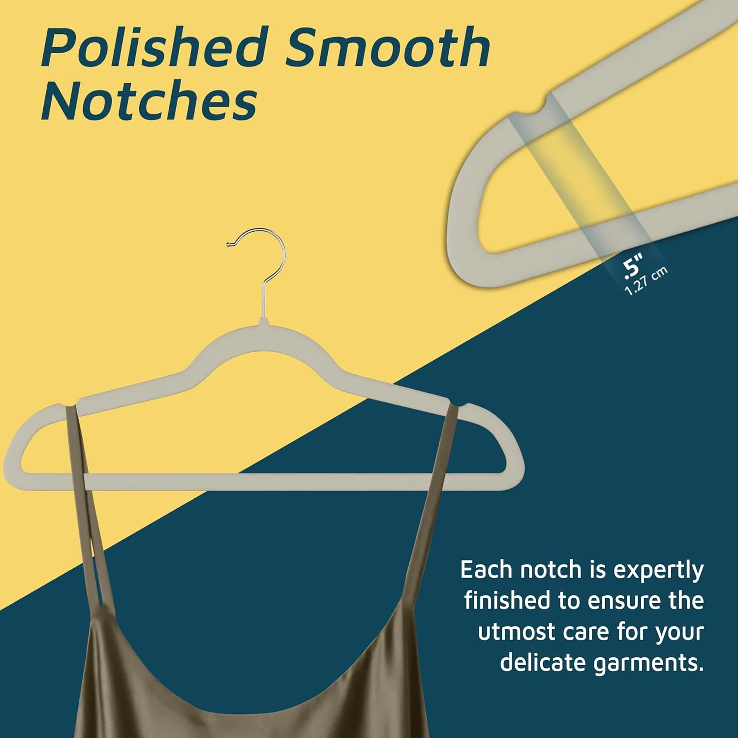 Velvet Non-Slip Hangers - 20 Pieces Non-slip Coat Hanger Set with 360° Swivel Hook, Space-Saving, Sleek Design, Keep Closet Organized, Smooth Velvet Finish, Lightweight Construction - Ivory