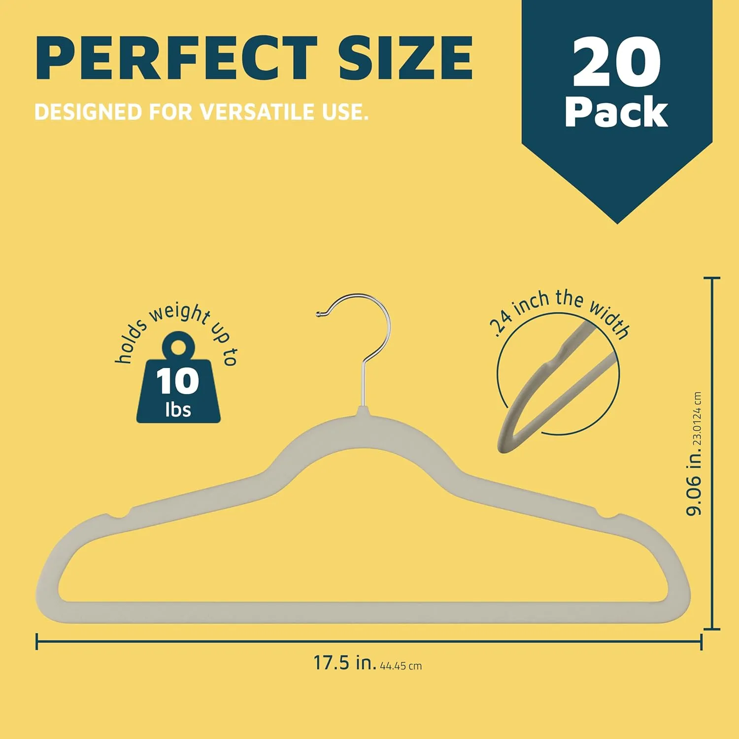 Velvet Non-Slip Hangers - 20 Pieces Non-slip Coat Hanger Set with 360° Swivel Hook, Space-Saving, Sleek Design, Keep Closet Organized, Smooth Velvet Finish, Lightweight Construction - Ivory