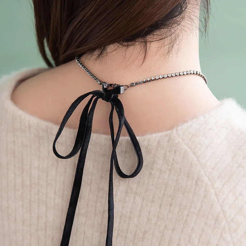 Velvet Ribbon and Cup Chain Choker