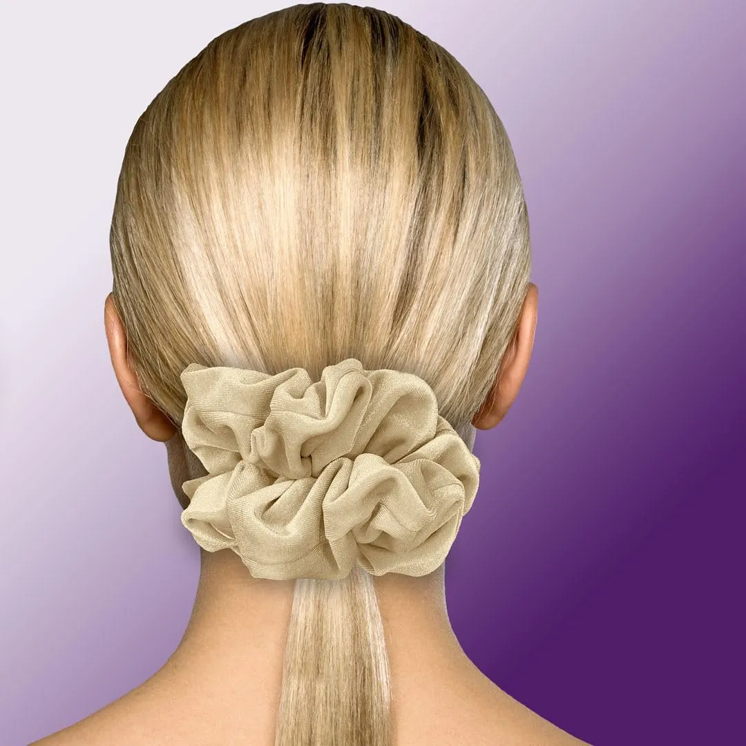 Velvet Scrunchies King Size Beige XXL Plush Ponytail Holders Oversized Big Made in the USA