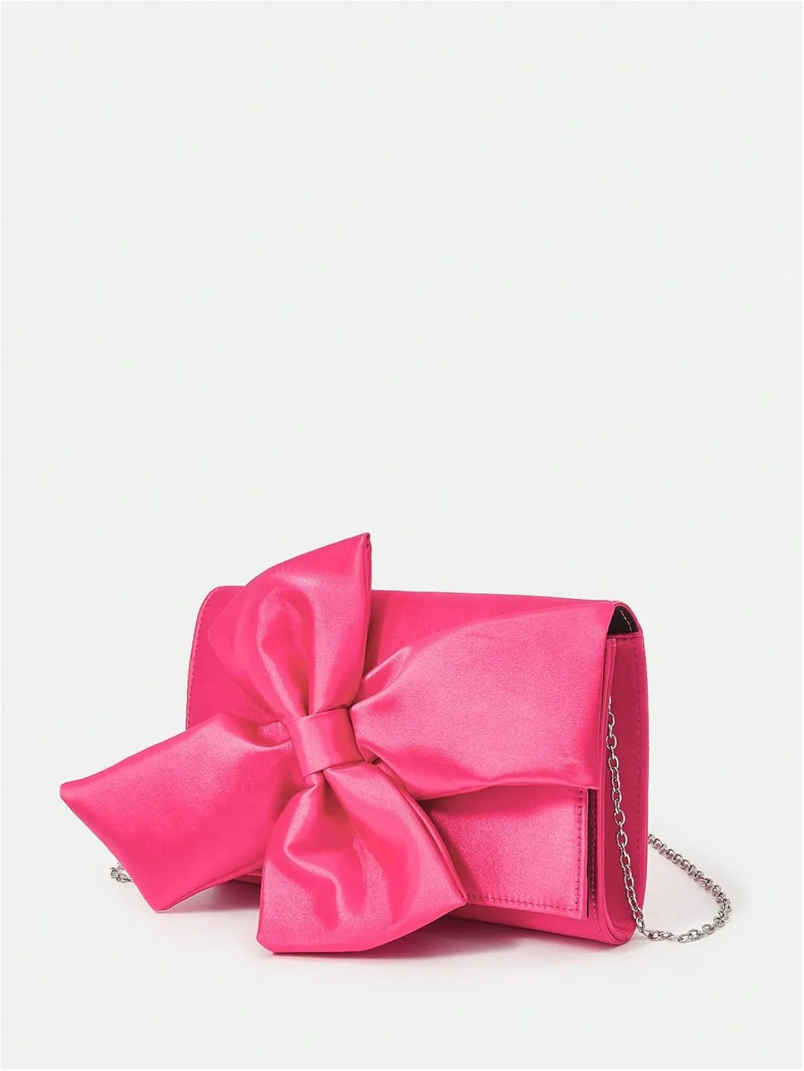 Verdusa Women's Satin Evening Bags Bow Clutch Handbags with Chain Strap