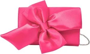 Verdusa Women's Satin Evening Bags Bow Clutch Handbags with Chain Strap