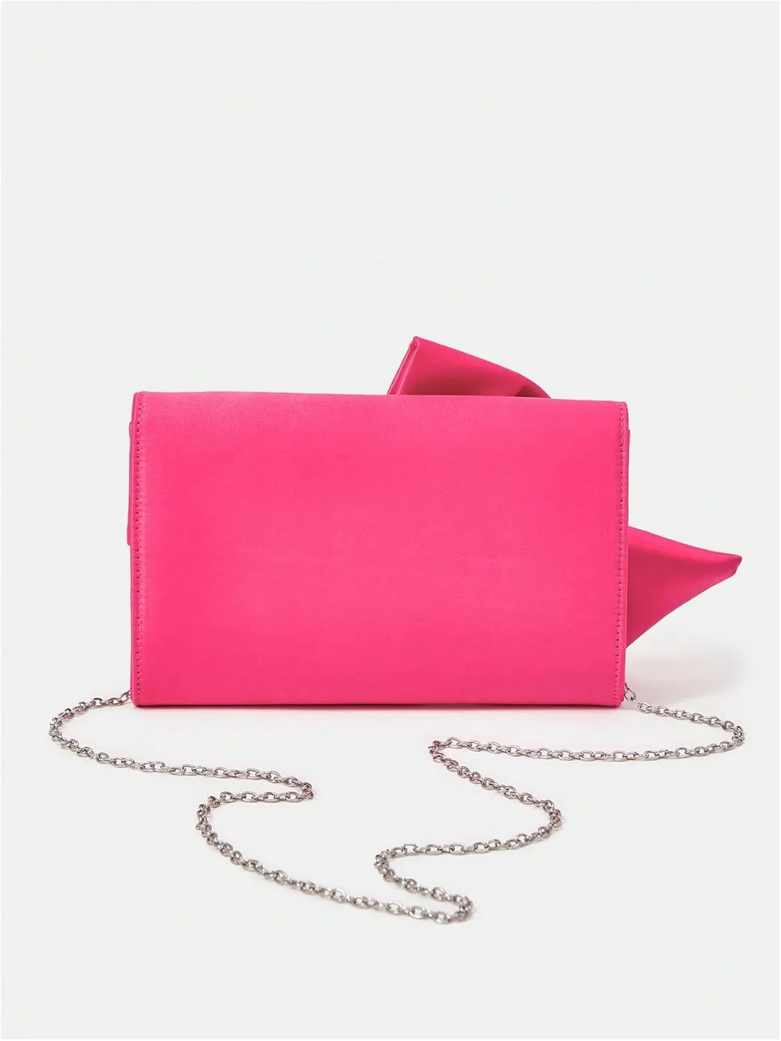 Verdusa Women's Satin Evening Bags Bow Clutch Handbags with Chain Strap