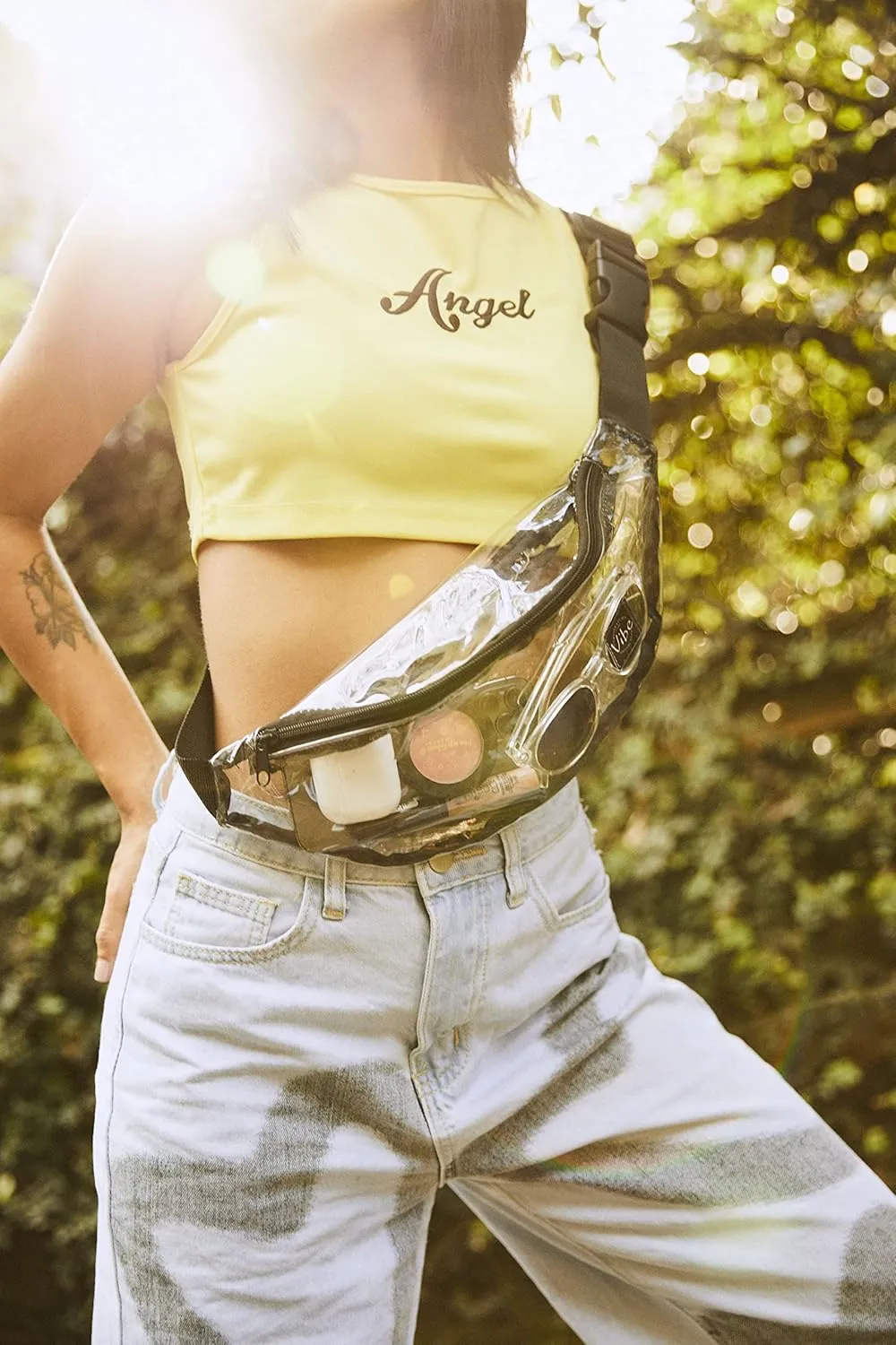 Vibe Festival Gear Fanny Pack for Men Women - Many Prints - Black Holographic Silver Gold Cute Waist Bag for Festival Rave Hiking Running Cycling