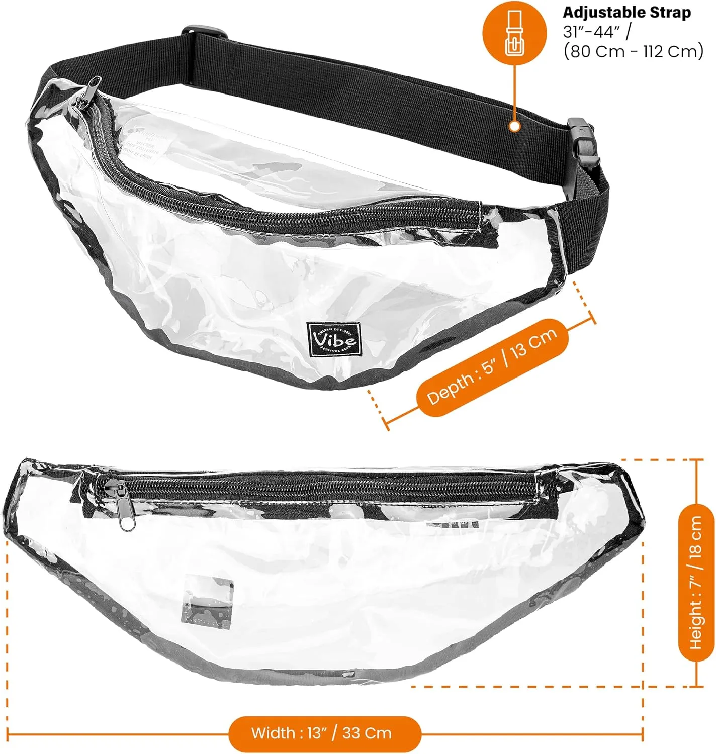 Vibe Festival Gear Fanny Pack for Men Women - Many Prints - Black Holographic Silver Gold Cute Waist Bag for Festival Rave Hiking Running Cycling