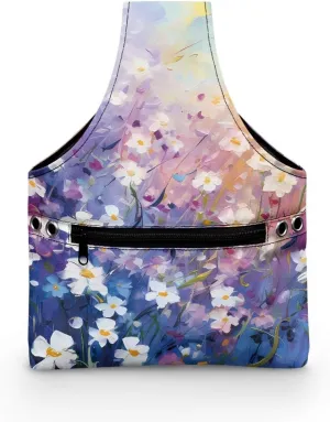Viewamoon Purple Sewing Yarn Storage Organizer Bag for Women Size S Retro Floral Sewing Storage Box with Handles for Travel Front Multiple Pocket for Sewing Kit Holder 7.9 x 10.2 x 1.8 Inch
