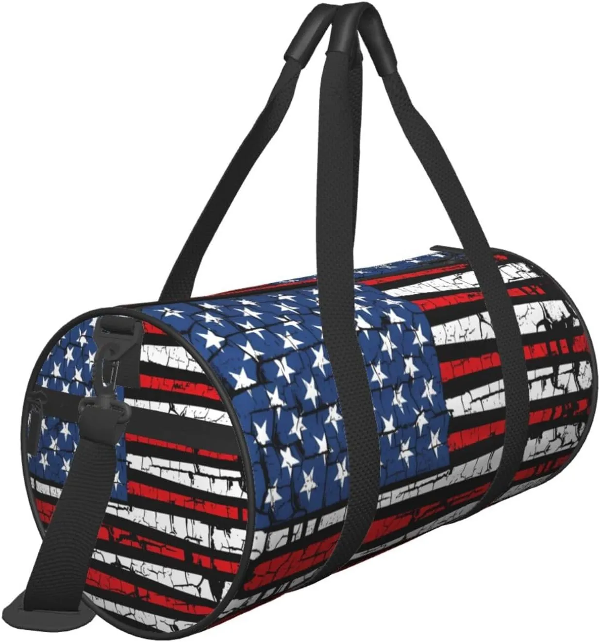 Vintage Baseball American Flag Round Travel Duffel Bag Large Capacity Gym Sports Bags for Hiking Vacation Trips