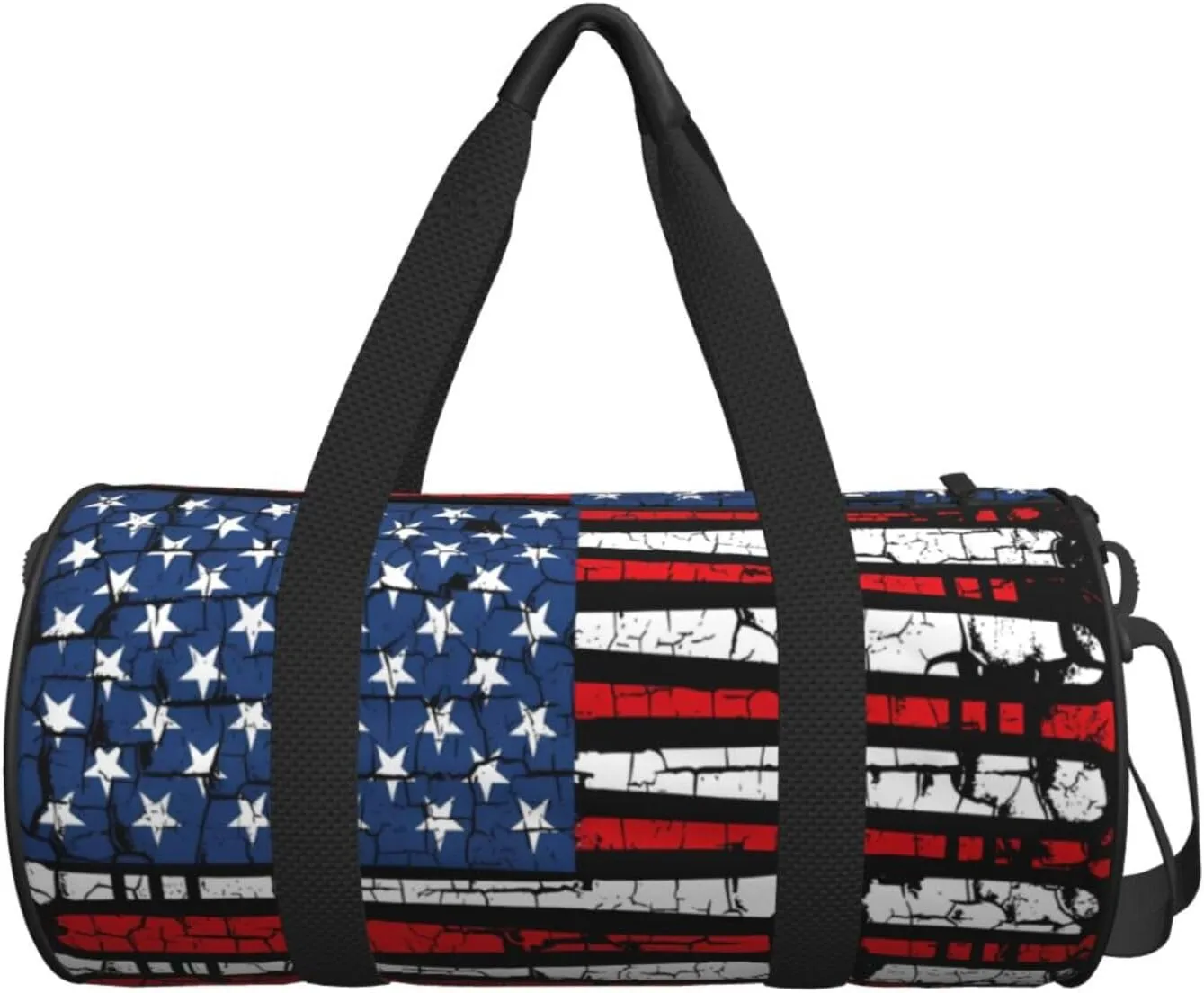 Vintage Baseball American Flag Round Travel Duffel Bag Large Capacity Gym Sports Bags for Hiking Vacation Trips