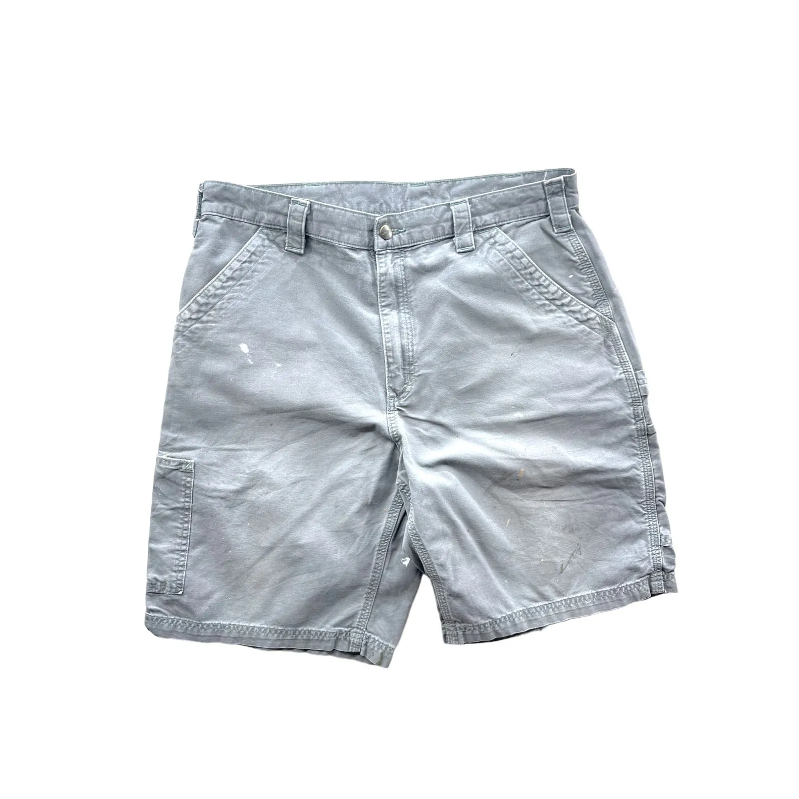 Vintage Carhartt Distressed Gray Painter Utility Cargo Shorts