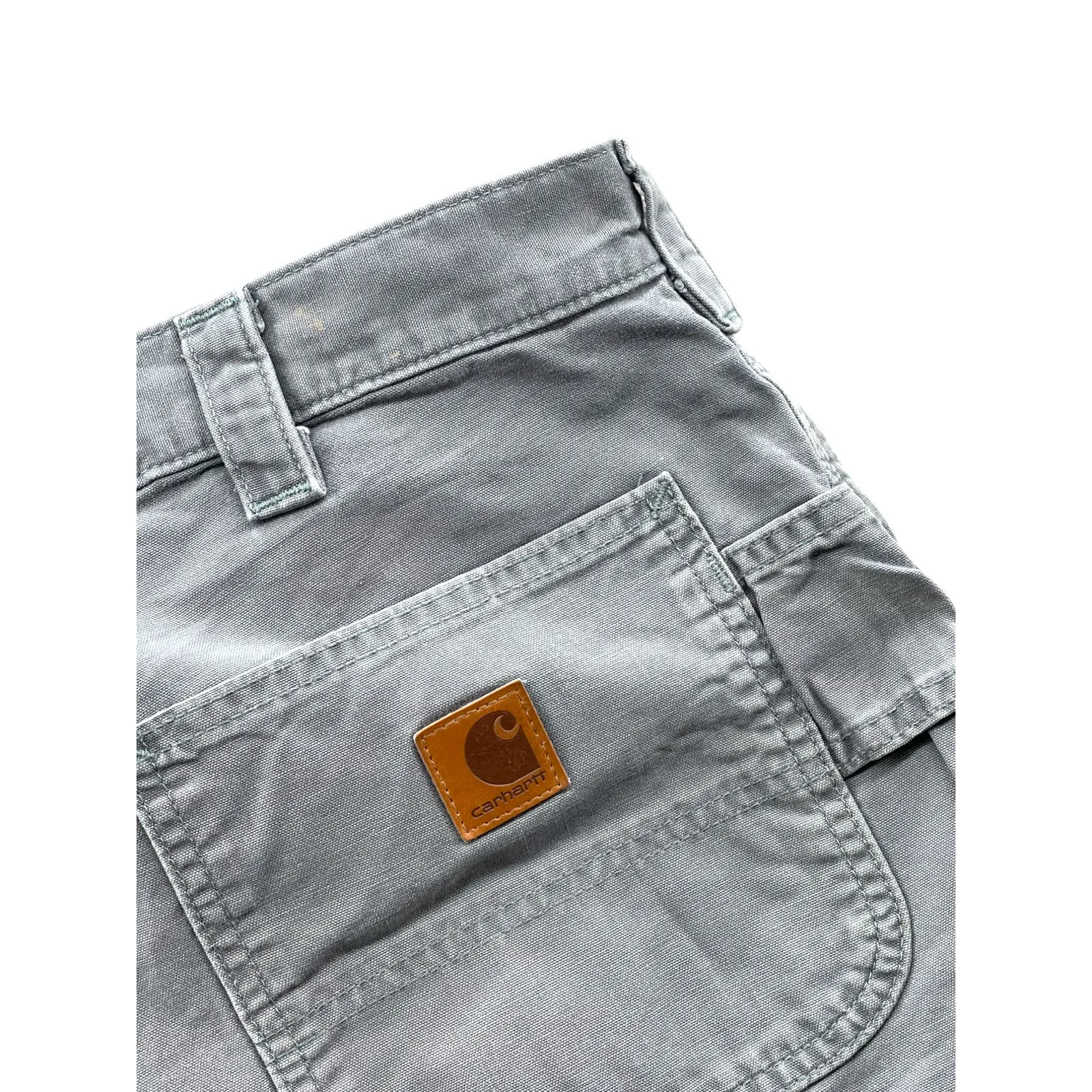 Vintage Carhartt Distressed Gray Painter Utility Cargo Shorts