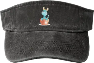 Vintage Cute Graffiti Beam Dragon Sun Visor Hats for Women Men Cotton Adjustable Sports Empty Top Golf Cap