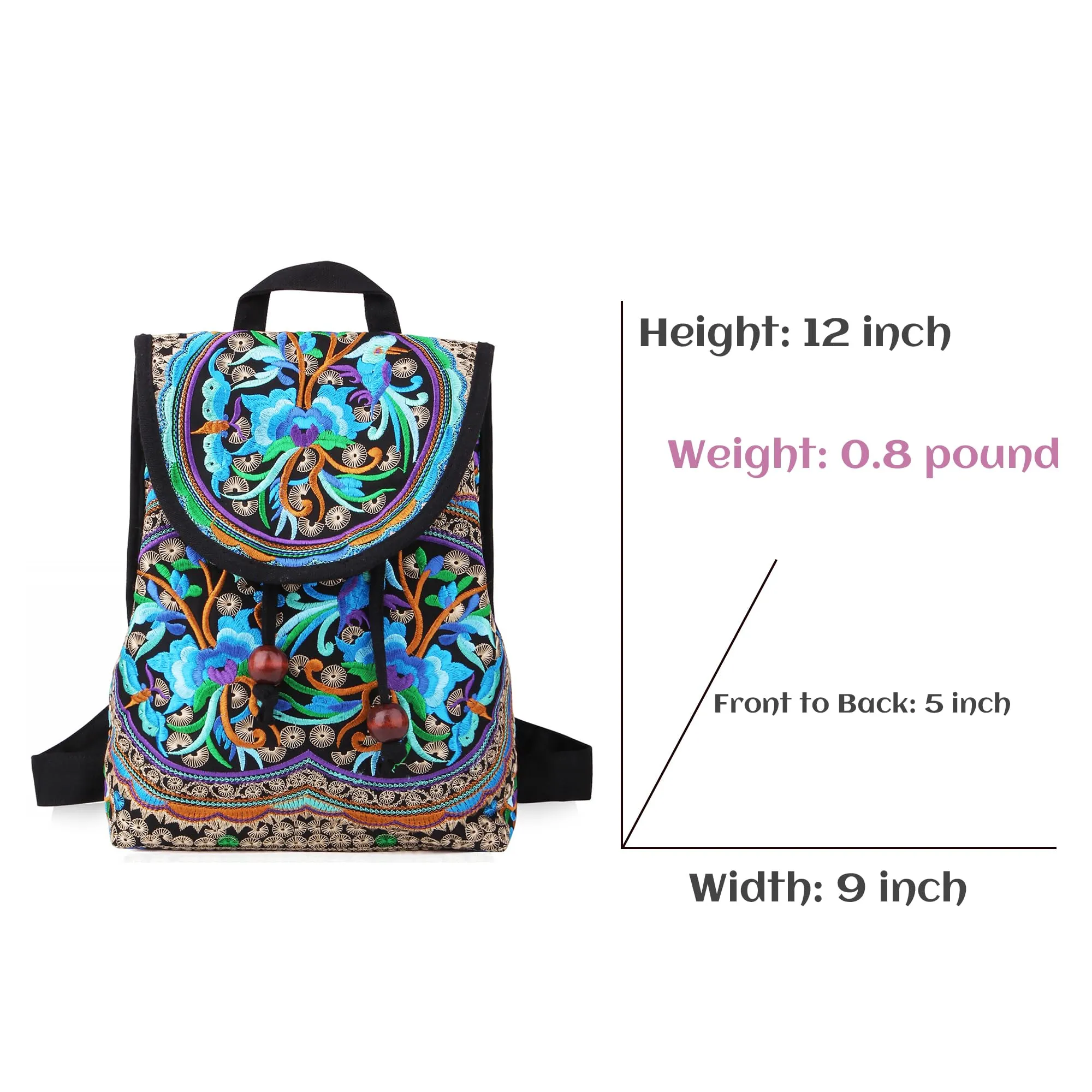 Vintage Embroidered Backpack Purse