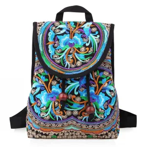 Vintage Embroidered Backpack Purse